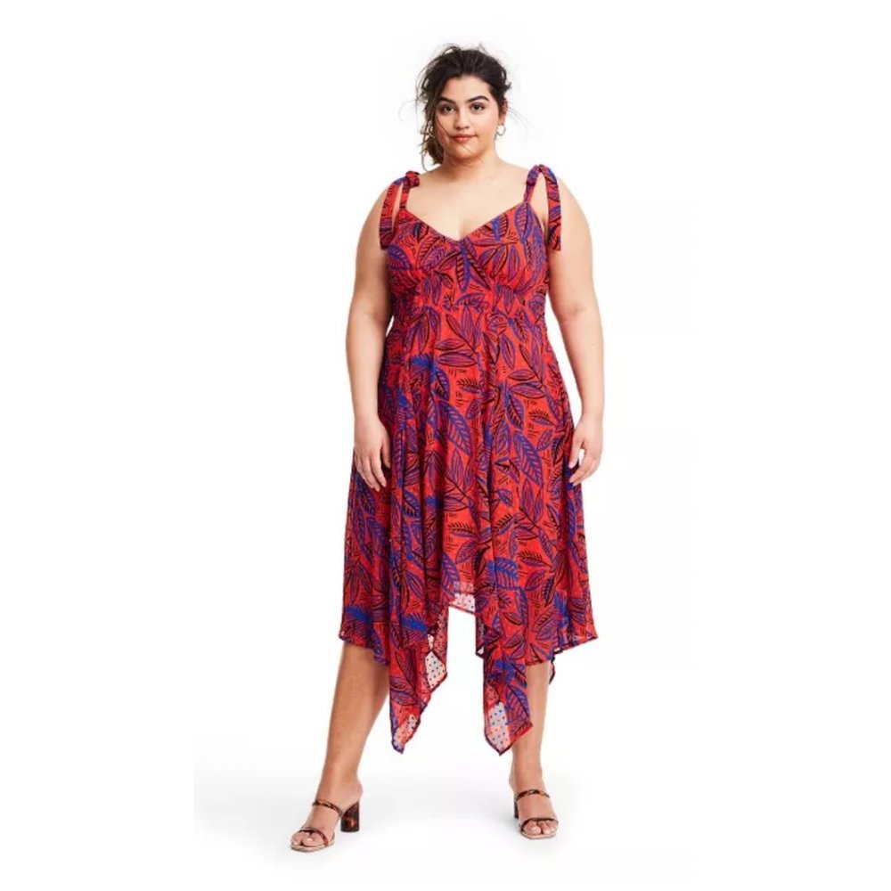 Tropical Leaf Asymmetrical Dress 3X PLUS ALEXIS